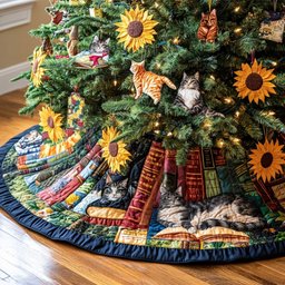 Whiskers in Bloom Christmas Tree Skirt - Made to Order TREEK101
