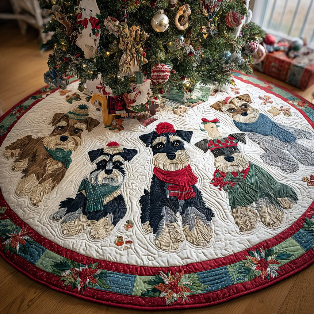 Schnauzers in Winter Jumpers Christmas Tree Skirt - Made to Order TREEK101