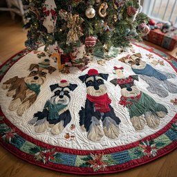 Schnauzers in Winter Jumpers Christmas Tree Skirt - Made to Order TREEK101