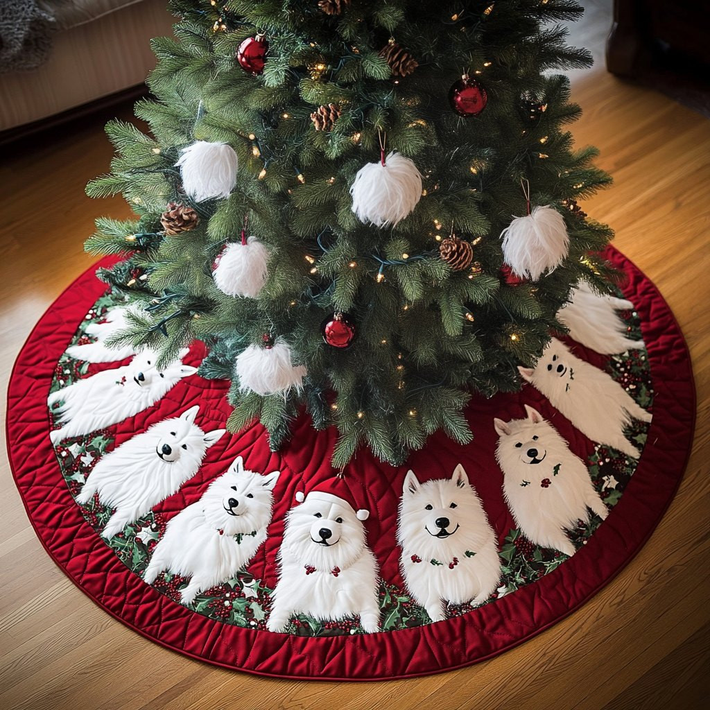 Samoyed Christmas Joy Christmas Tree Skirt - Made to Order TREEK101