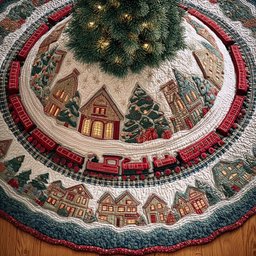 Shimmering Frost Veil Christmas Tree Skirt - Made to Order TREEK101