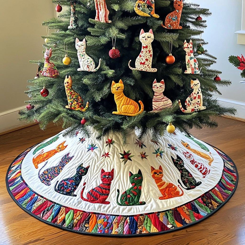 Snowy Paws and Presents Christmas Tree Skirt - Made to Order TREEK101