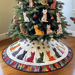 Snowy Paws and Presents Christmas Tree Skirt - Made to Order TREEK101