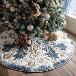 Snowflake Whisper Christmas Tree Skirt - Made to Order TREEK101