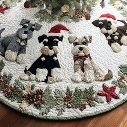 Santa Schnauzer Christmas Tree Skirt - Made to Order TREEK101