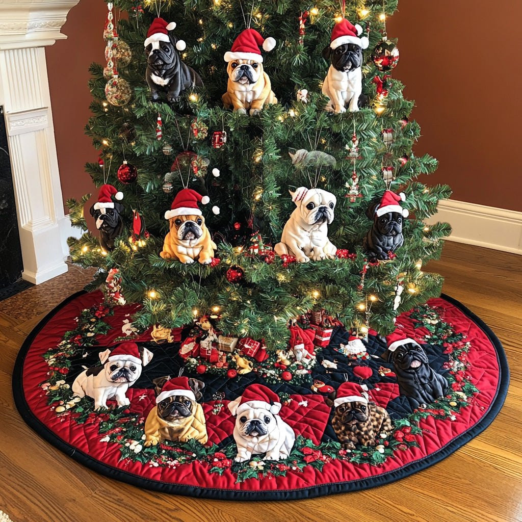 Santa Bulldog Fun Christmas Tree Skirt - Made to Order TREEK101