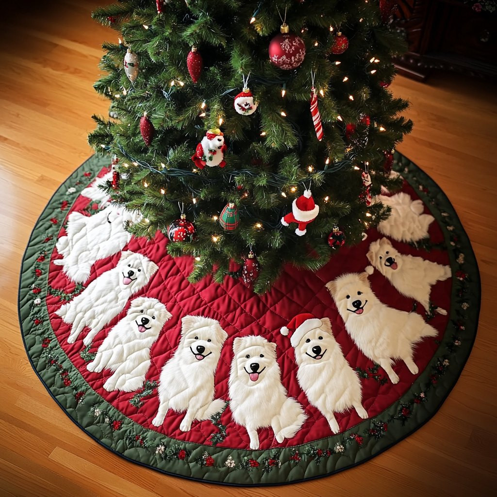 Samoyed Holiday Spirit Christmas Tree Skirt - Made to Order TREEK101
