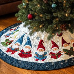 Yuletide Gnomes Christmas Tree Skirt - Made to Order TREEK101