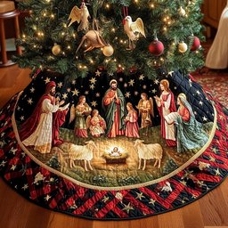 Silent Night Circle Christmas Tree Skirt - Made to Order TREEK101