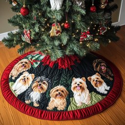 Yorkie Noel Christmas Tree Skirt - Made to Order TREEK101