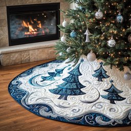 Snowy Pine Delight Christmas Tree Skirt - Made to Order TREEK101