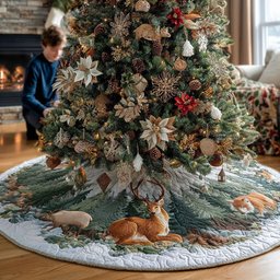 Snowy Meadow Christmas Tree Skirt - Made to Order TREEK101