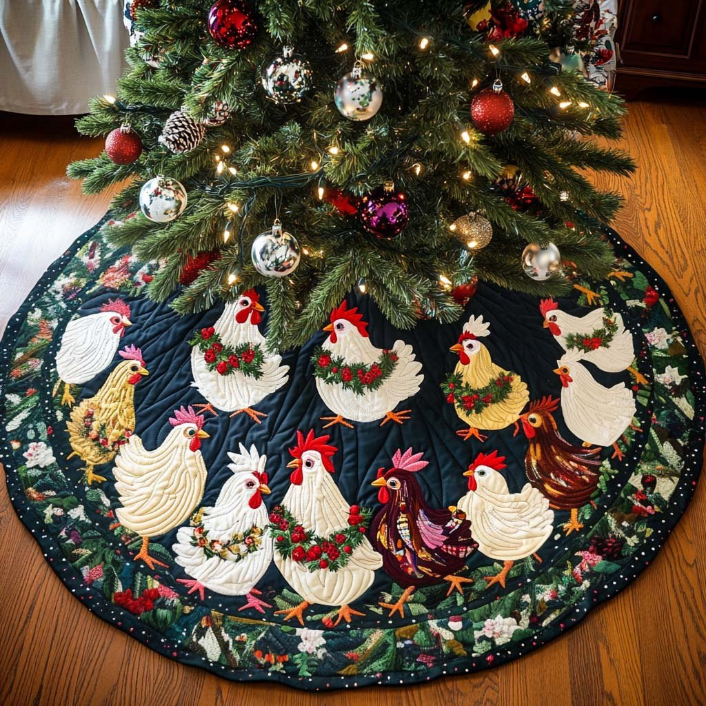 Yuletide Flock Christmas Tree Skirt - Made to Order TREEK101