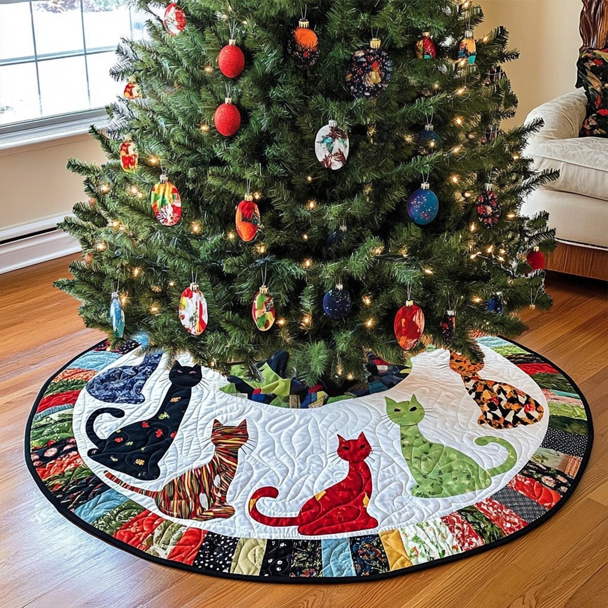 Stealthy Felines Christmas Tree Skirt - Made to Order TREEK101