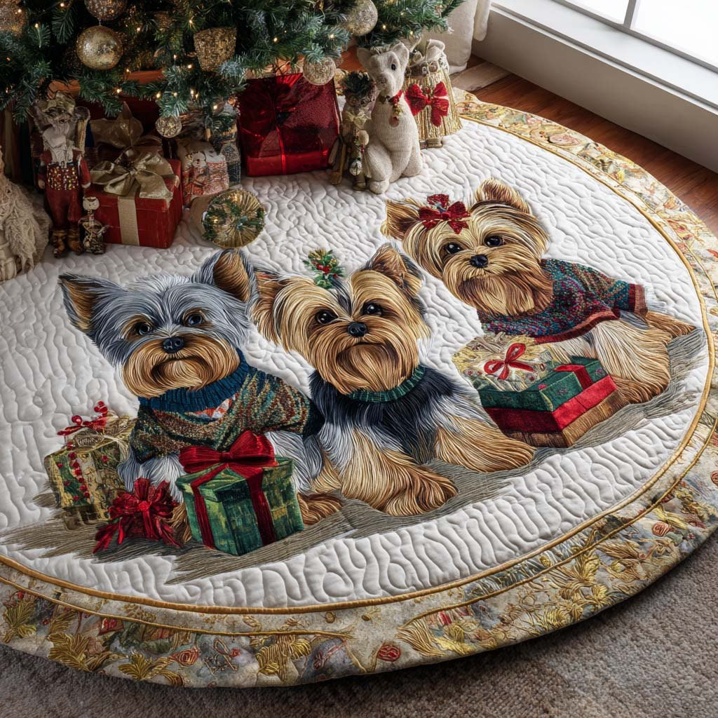 Yorkie Christmas Tree Skirt - Made to Order TREEK101