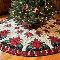 Scarlet Bloom Christmas Tree Skirt - Made to Order TREEK101