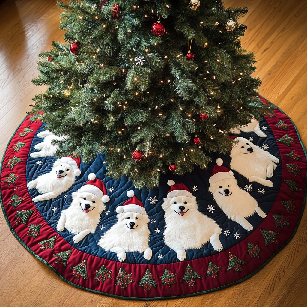 Samoyed Noel Christmas Tree Skirt - Made to Order TREEK101