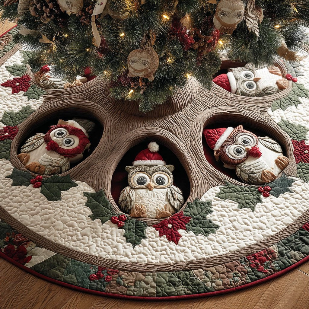 Winter Owl Harmony Christmas Tree Skirt - Made to Order TREEK101