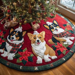 Twinkling Corgi Night Christmas Tree Skirt - Made to Order TREEK101