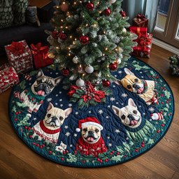Santa Frenchie Helper Christmas Tree Skirt - Made to Order TREEK101