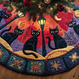 Snowbell Black Cat Christmas Tree Skirt - Made to Order TREEK101