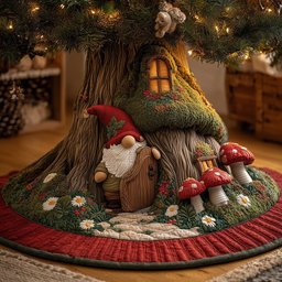 The Cozy Gnome Den Christmas Tree Skirt - Made to Order TREEK101