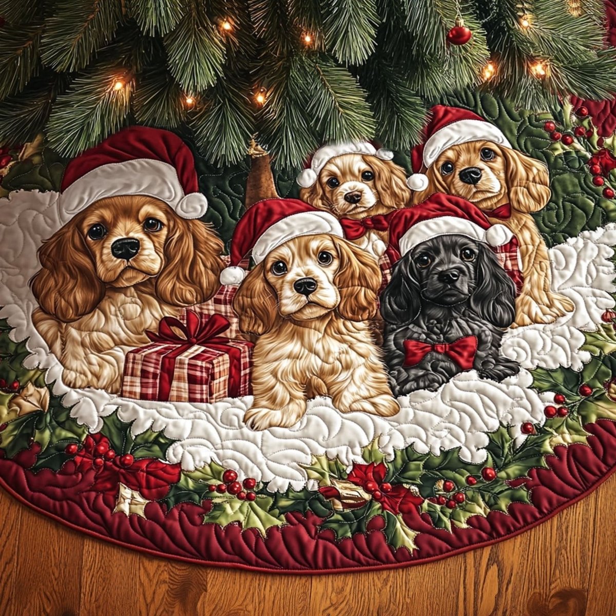 Spaniel Meadow Christmas Tree Skirt - Made to Order TREEK101