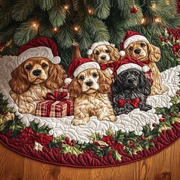 Spaniel Meadow Christmas Tree Skirt - Made to Order TREEK101