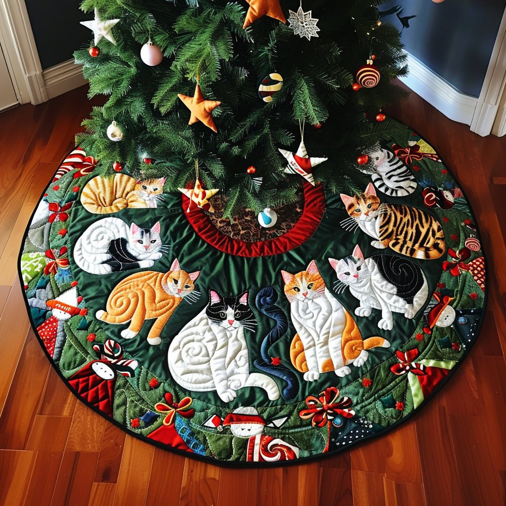 Whiskers in Winter Christmas Tree Skirt - Made to Order TREEK101