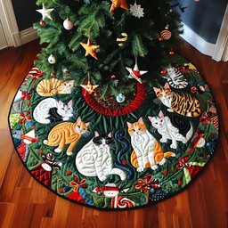 Whiskers in Winter Christmas Tree Skirt - Made to Order TREEK101