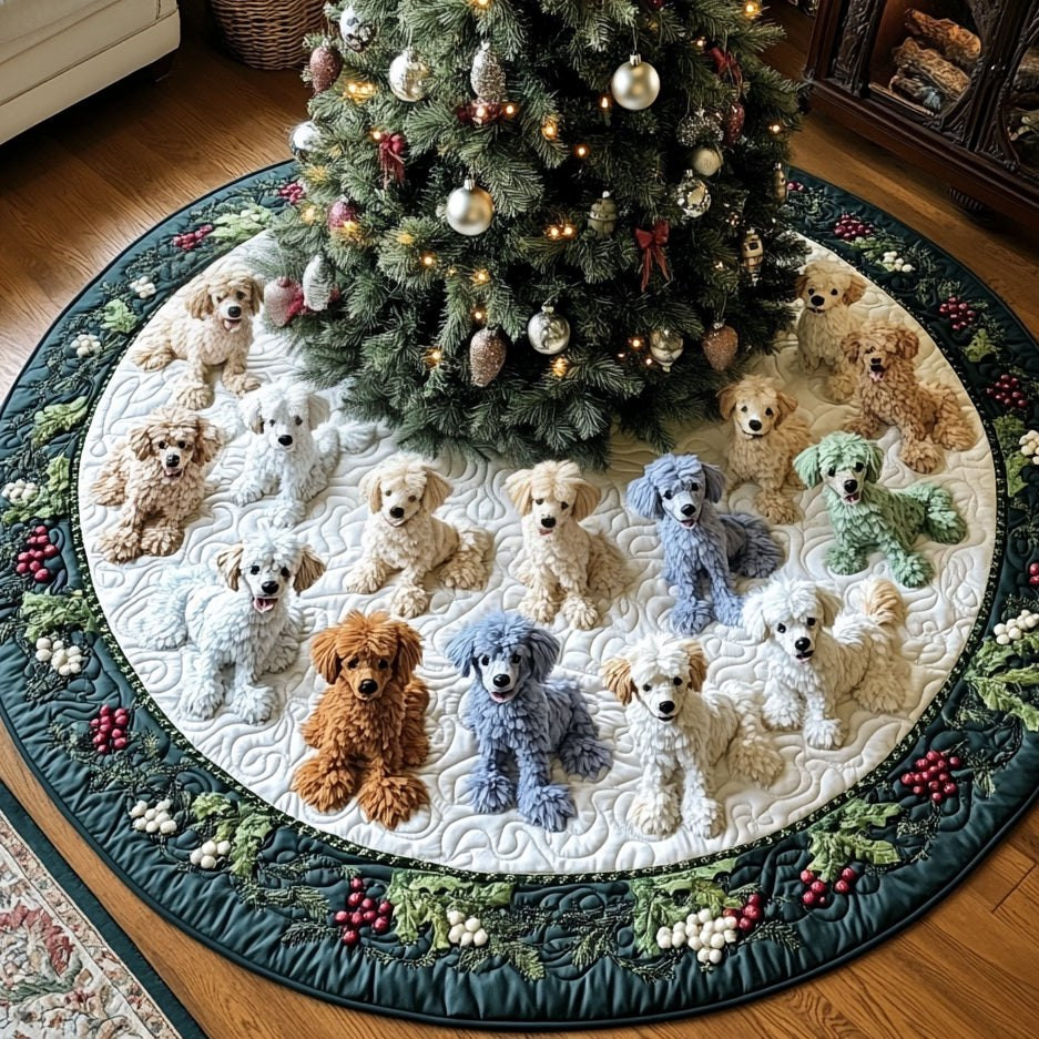 Santa Poodle Helper Christmas Tree Skirt - Made to Order TREEK101