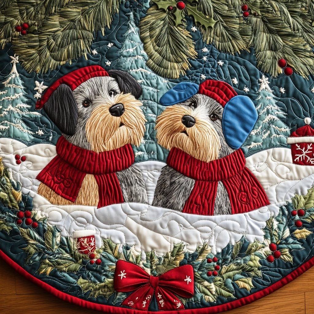 Scottie and the Holly Christmas Tree Skirt - Made to Order TREEK101