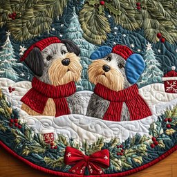 Scottie and the Holly Christmas Tree Skirt - Made to Order TREEK101