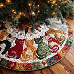 Starfall Cat Christmas Tree Skirt - Made to Order TREEK101