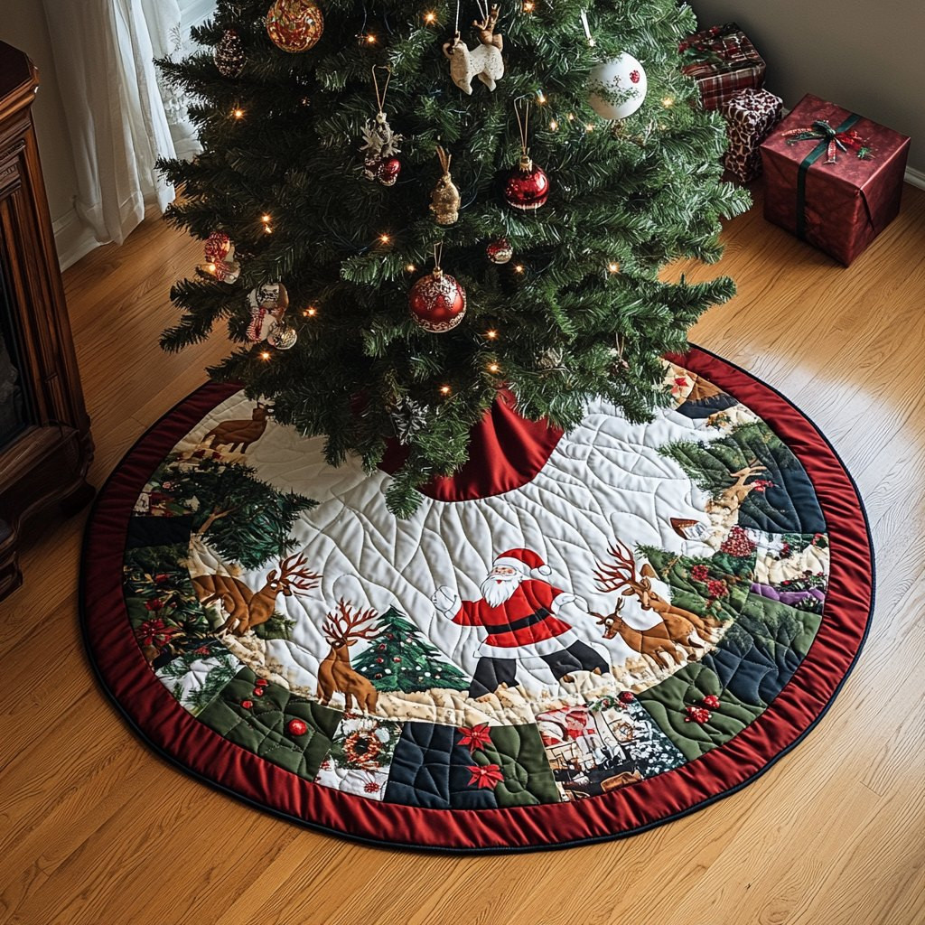 Santa Travel Christmas Tree Skirt - Made to Order TREEK101