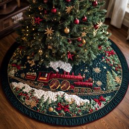 Winterline Express Christmas Tree Skirt - Made to Order TREEK101