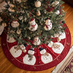Tartan Snowman Christmas Tree Skirt - Made to Order TREEK101