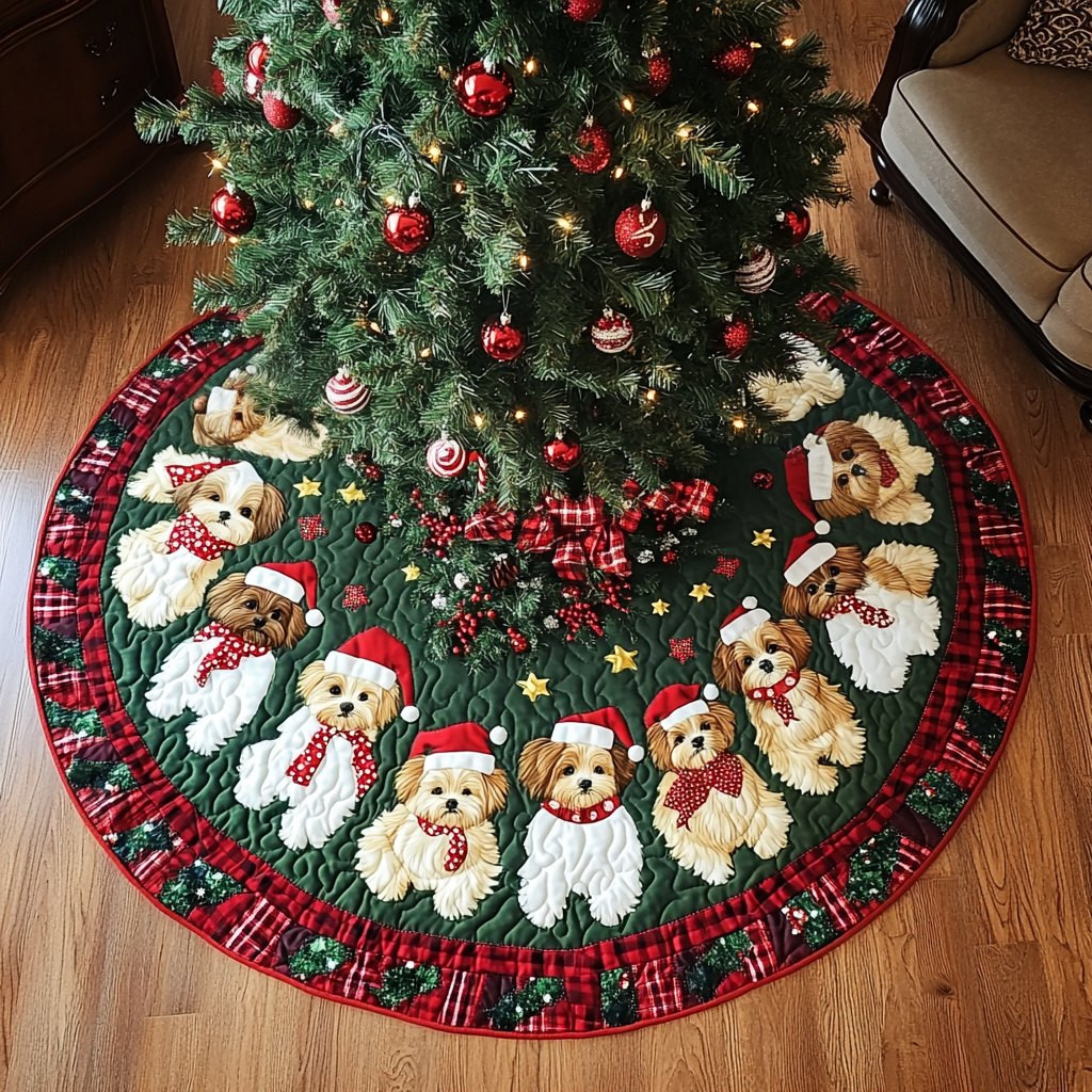 Shih Tzu Noel Night Christmas Tree Skirt - Made to Order TREEK101