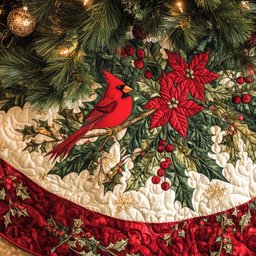 Winter Redbirds Christmas Tree Skirt - Made to Order TREEK101