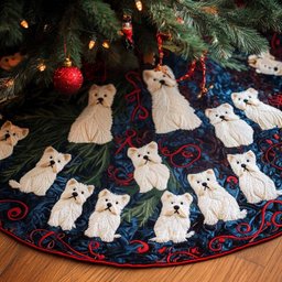 Snowy Westie Christmas Tree Skirt - Made to Order TREEK101
