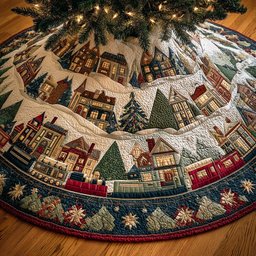Whispering Snowfield Christmas Tree Skirt - Made to Order TREEK101