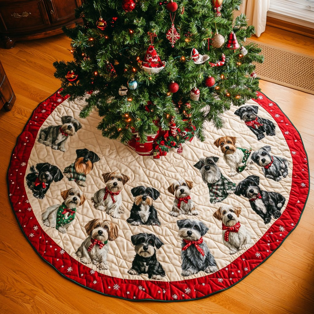 Schnauzer Christmas Bliss Christmas Tree Skirt - Made to Order TREEK101