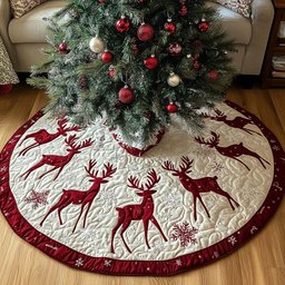 Winter Reindeer Magic Christmas Tree Skirt - Made to Order TREEK101