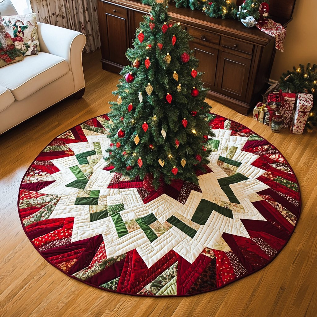 Yuletide Starburst Christmas Tree Skirt - Made to Order TREEK101