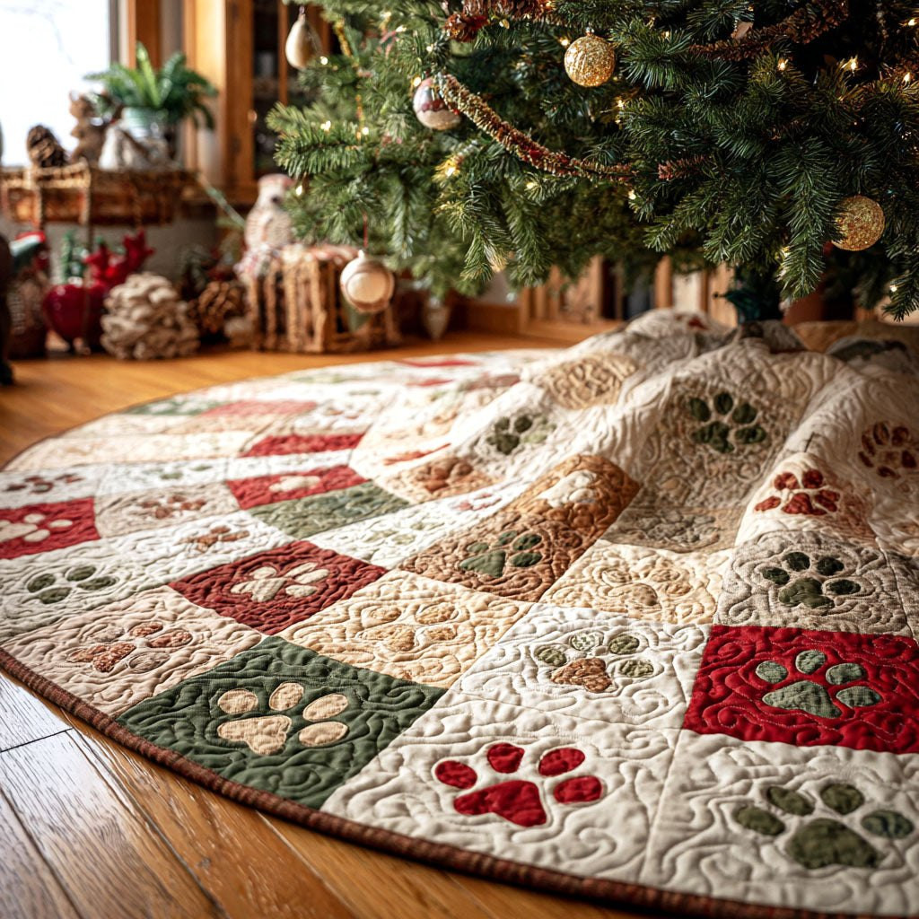 Snowy Prints Christmas Tree Skirt - Made to Order TREEK101