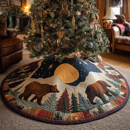 Moonlit Forest Bear Christmas Tree Skirt - Made to Order TREEK101