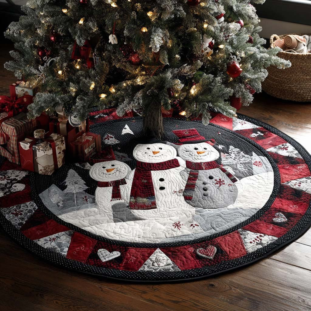 Night Snowman Parade Christmas Tree Skirt - Made to Order TREEK101