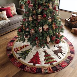 Red Cabin Christmas Tree Skirt - Made to Order TREEK101