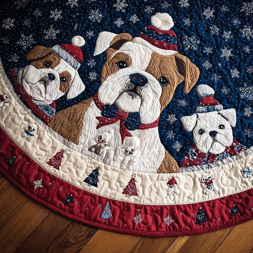 Merry Bulldog Christmas Tree Skirt - Made to Order TREEK101