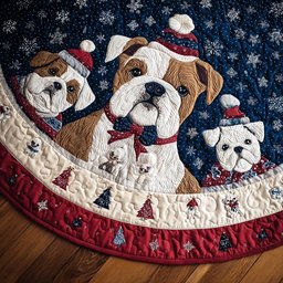Merry Bulldog Christmas Tree Skirt - Made to Order TREEK101